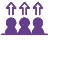 Illustration of students and upward arrows to represent learning and growth