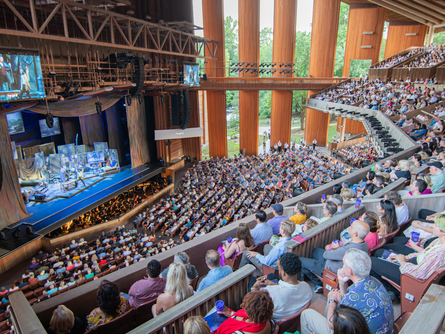 View of the Filene Center stage from the box seats.