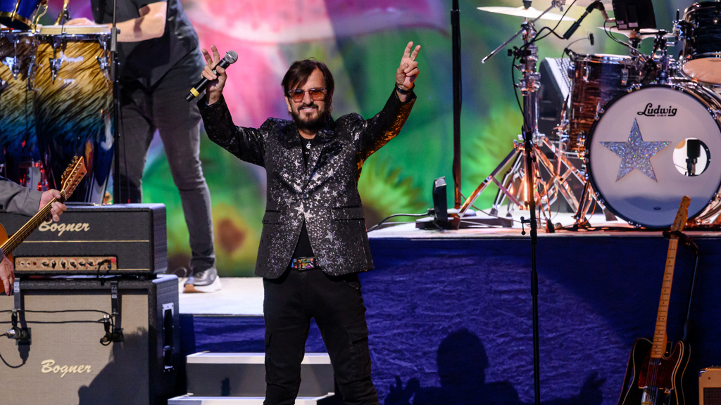 Ringo Starr on the Filene Center stage.