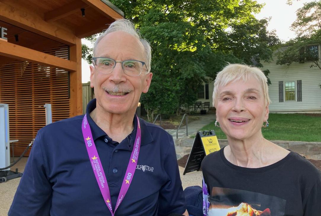 Jonathan and Gayle Kosarin outside the Wolf Trap gates.