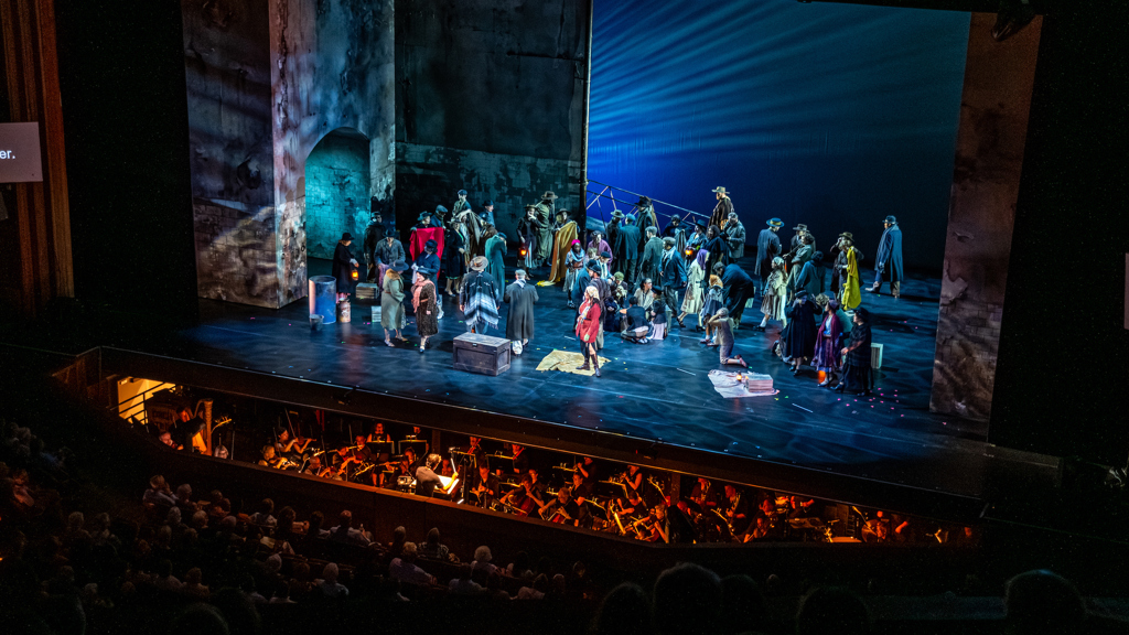 A view of the Filene Center stages from the boxes.