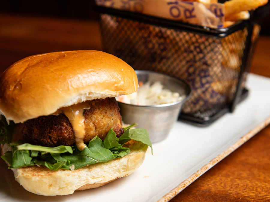 Crab cake menu item at the Barns at Wolf Trap